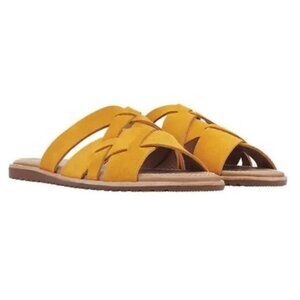 NEW Sorel Women’s Ella Slide Golden Yellow Suede Sandals, Size 7